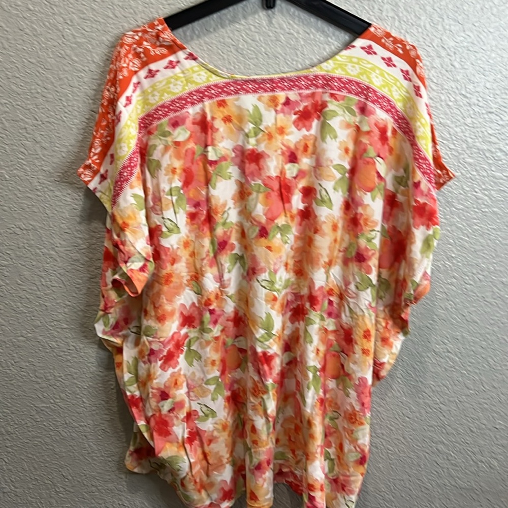 White Birch size 1X blouse pink NWOT floral - Picture 2 of 6
